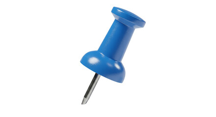 Isolated Blue Pushpin on Transparent Background a 3D Rendering