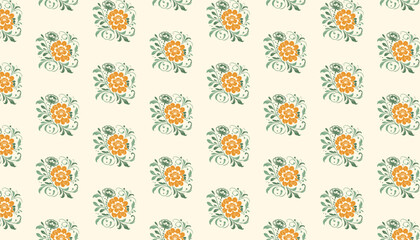 artistic seamless floral pattern with one line rose elements for women wear and digital print

