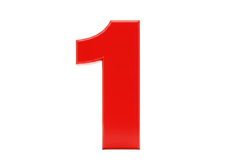 Isolated Red Number One 3d Render Illustration on Transparent Background