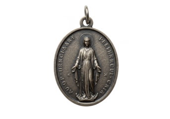 Isolated Bronze Medal of Virgin Mary Religious Catholic Prayer