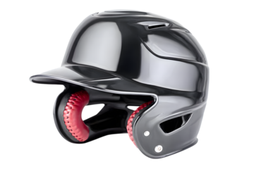 Sleek black baseball helmet gleams against a transparent background, perfect for showcasing athletic gear and protective sports equipment. Ai Generated Images