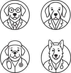 dog doctor outline icons 
