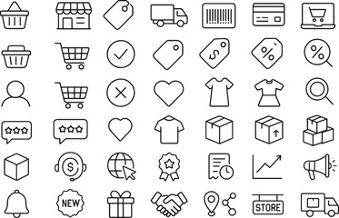 A Line Art Icon Set for E-commerce, Online Shopping, and Digital Retail
