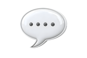 A glossy white speech bubble with ellipsis dots conveys communication and conversation in a modern, minimal design element, transparent background. Ai Generated Images
