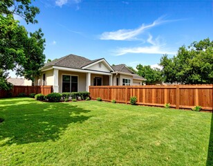 Home with a wooden fence