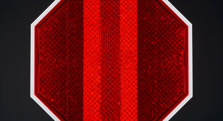 Reflective Red Octagon Sign For Caution Symbol And Important Information Message