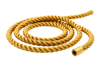 Golden Nautical Rope Curl Twisted Fiber Cord Isolated Background