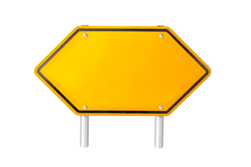 Empty yellow hexagonal road sign, isolated on white background. Ai Generated Images