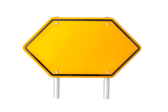 Empty yellow hexagonal road sign, isolated on white background. Ai Generated Images