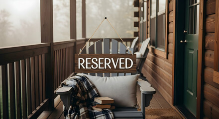 Relaxing Cabin Porch With Reserved Chair And Cozy Rustic Atmosphere