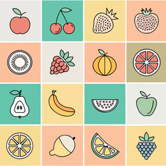 set of fruits and berries