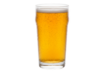 Isolated Transparent Pint Glass of Beer Alcohol Drink Foam