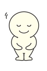 A simple full-body portrait bowing politely. 