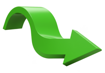 Green Arrow 3d Directional Path Isolated on Transparent Background