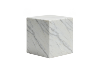 Isolated Marble Cube Stone Geometric Block White Shiny Texture