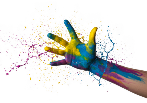 Isolated Hand with Holi Powder Paint Splash Color Celebration