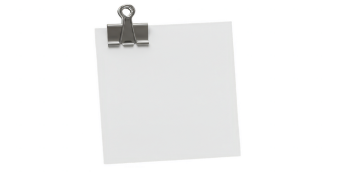 Isolated Note Paper With Clip Blank Memo Reminder PNG