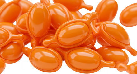 Isolated Orange Capsules Pile a Vitamin Supplement 3D Rendering