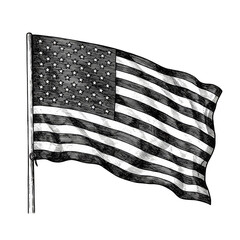 Grunge American Flag Illustration Patriotic USA Stars Stripes Banner