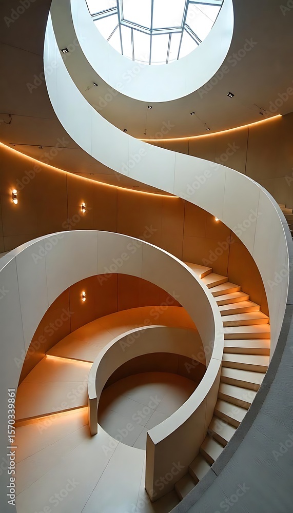 Poster generative ai elegant architectural spiral staircase within modern design