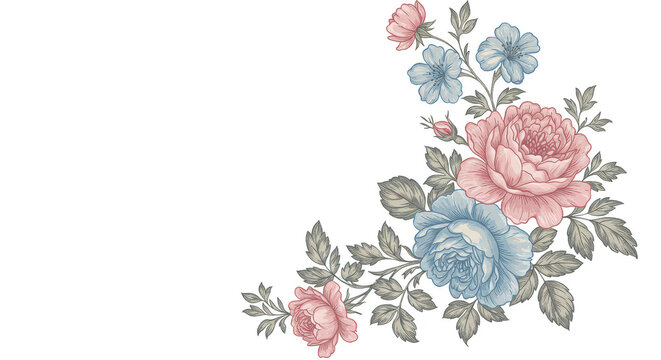Isolated Pink and Blue Rose Transparent Background Floral Element