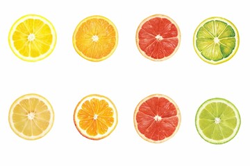 Fototapeta premium Set of citrus fruits slices lemon and lime, cocktail 