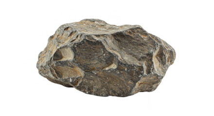 Isolated Metallic Mineral Stone Rock Specimen on Transparent Background