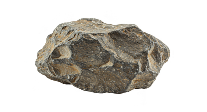 Isolated Metallic Mineral Stone Rock Specimen on Transparent Background