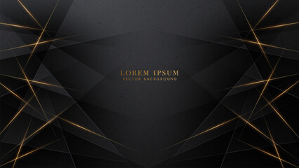 Elegant abstract background with black textured surface, layered geometric elements, and intersecting golden light