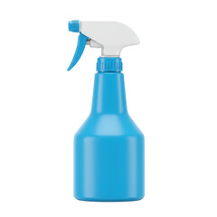 Blue spray bottle mockup isolated on transparent background. use for cleaning, gardening, and hygiene products.