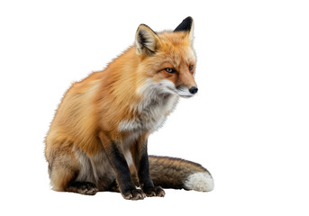 Fototapeta premium Isolated Portrait of Red Fox Wildlife Furry Animal On Transparent Background