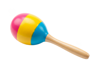 Isolated Maraca Colorful Wooden Musical Instrument Transparent Background