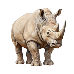 Obraz premium Isolated Strong Rhinoceros Standing Power on Transparent Background