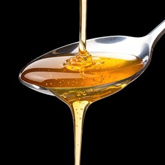 Honey pouring from spoon