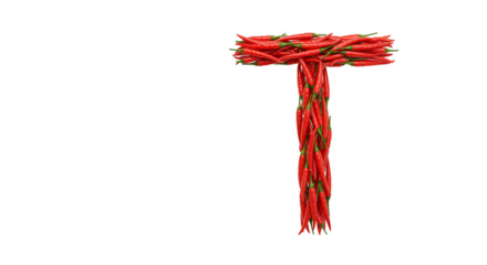 Isolated Red Chili Pepper Letter T on Transparent Background