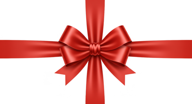 Isolated Red Silk Ribbon Bow for Festive Celebration Decoration