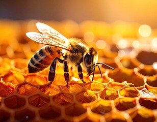 Honeybee on honeycomb (2)