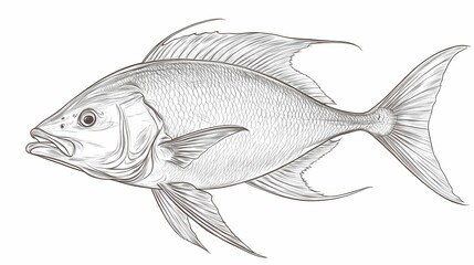 Obraz premium Detailed illustration of a fish profile.