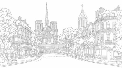 European city street scene with historical architecture.