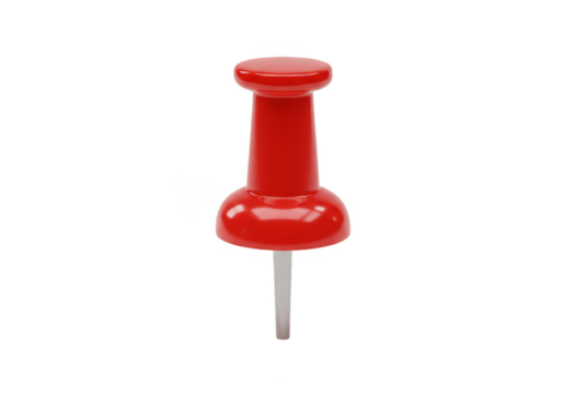 Isolated Red Pin Thumbtack Office Pushpin Needle on Transparent Background