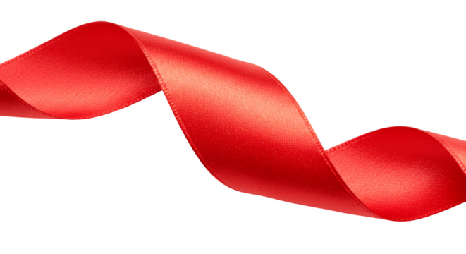 Isolated Red Silk Ribbon Curve Design Element Gift Decoration