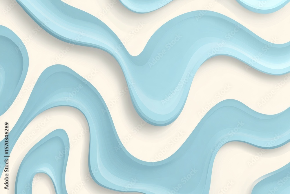 Poster abstract blue and white waves creating fluid and flowing pattern