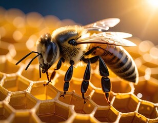 Honeybee on honeycomb (3)