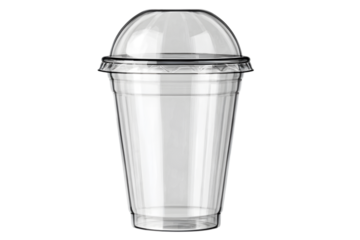 Clear plastic cup with dome lid, ideal for smoothies or cold beverages.