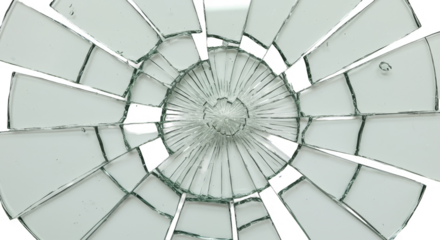 Isolated Shattered Glass Transparent Abstract Background with White Crack