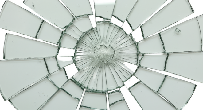 Isolated Shattered Glass Transparent Abstract Background with White Crack