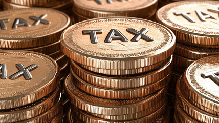 Close up TAX word for income calculate concept.