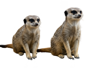 Isolated Transparent Background of Two Cute Alert Meerkats Wildlife
