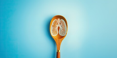 A spoon with a lung on it