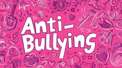 Vibrant Anti-Bullying Awareness Artwork with Expressive Doodles and Graphic Elements